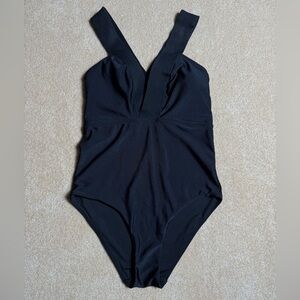 Amiani black one-piece women’s v-neck swimsuit size small